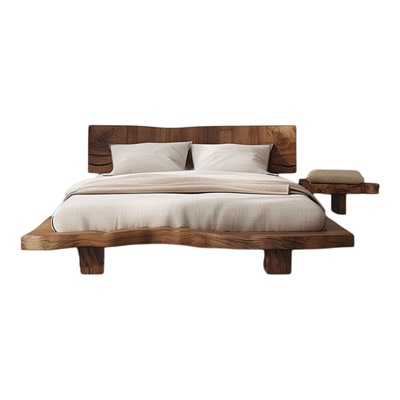 侘寂风全实木床原木风厂家直销