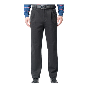 嘉意纯棉男裤2025新款休闲裤秋冬季厚款双褶宽松男士裤子E8032-1