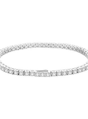 哇爆闪网球微镶银白色手镯手链