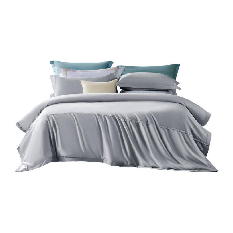 富安娜家纺100支新疆长绒棉贡缎四件套全棉纯棉简约轻奢床单被套