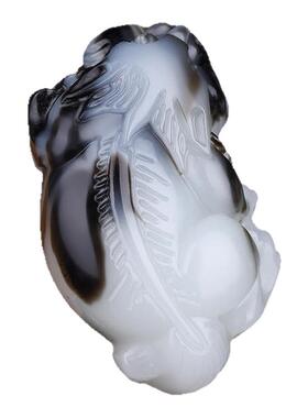 和田白玉貔貅飘花招财貔貅情侣款