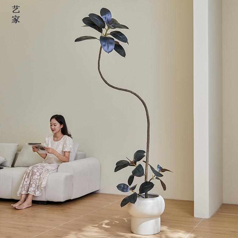 高级感仿真绿植黑金刚橡皮树高端轻奢室内客厅软装落地装饰大摆件