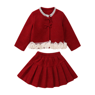 女童连衣裙冬装夹棉加厚新年衣服