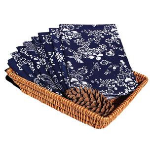 蓝印花布纯棉布料中国风面料蓝色舞台背景装饰布幼儿园农家乐桌布