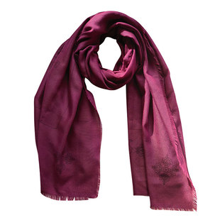 藏式中国红八吉祥围巾细棉绒披肩围脖男女款秋冬季民族风百搭围巾