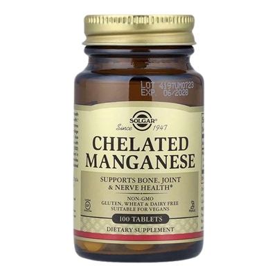 Solgar螯合锰支持骨骼健康与糖代谢强效抵御氧化化护关节高吸收螯