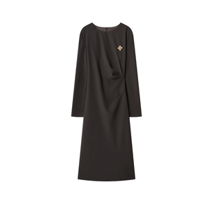 Scofield女装典雅气质通勤连衣裙腰部褶皱中长裙2026春季新品