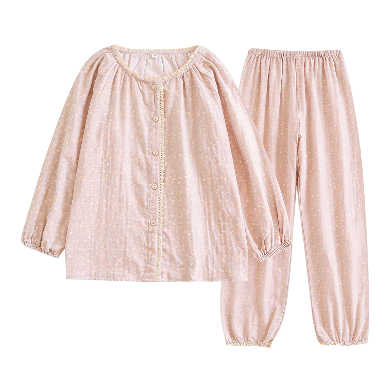 夏季纯棉新款薄款睡衣女大码长袖短袖空调房宽松家居服套装春秋