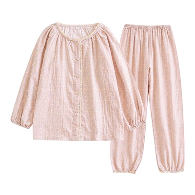 夏季纯棉甜美薄款睡衣女新款大码休闲长袖短袖宽松家居服套装春秋