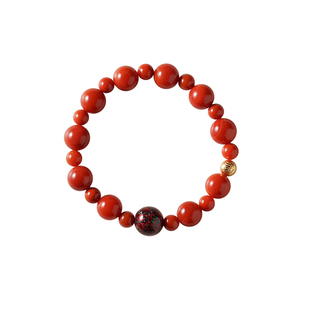 shannai原创「漆光流珮」天然满肉南红手串新中式非遗大漆珠手链