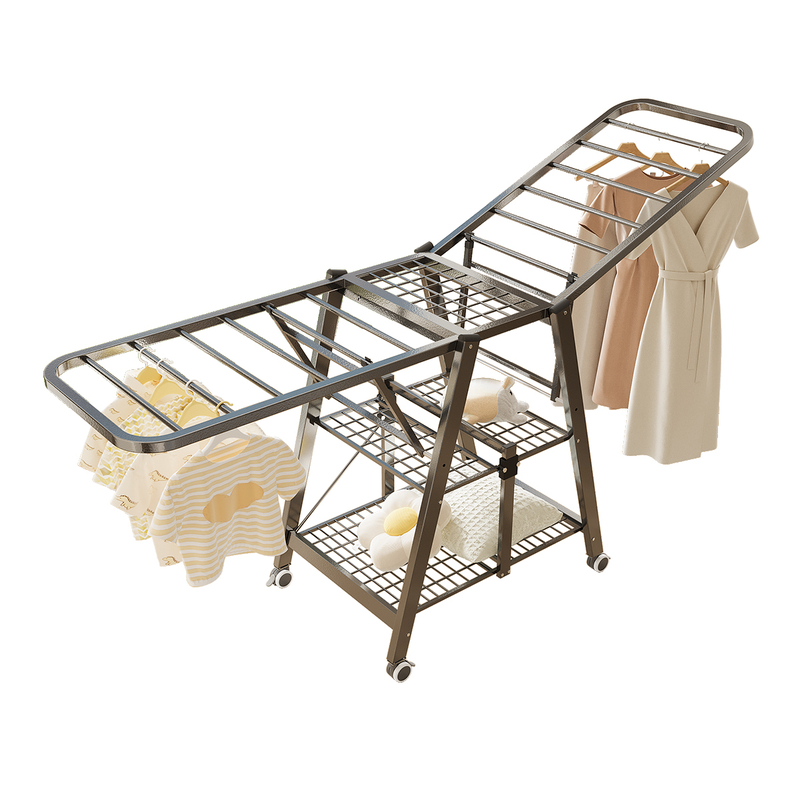 可折叠落地家用室内结实简易挂衣架阳台防风晾衣杆户外晒被子神器