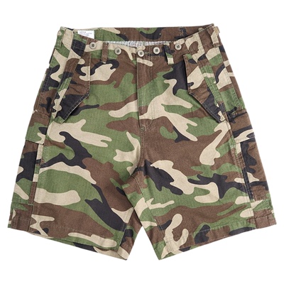 CAMDRCE 定织纯棉防撕裂格子布水洗迷彩工装短裤