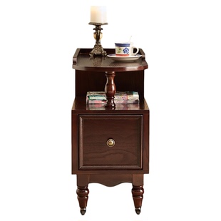 美式复古客厅可移动边几沙发边柜中古风家用沙发侧边柜全实木角几