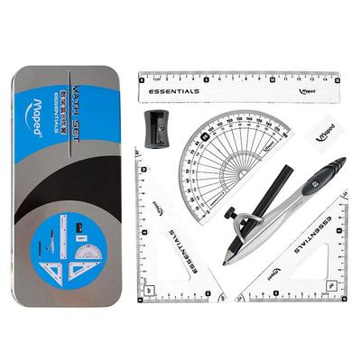 马培德圆规套装8件套可夹笔圆规学生绘图专用尺规套装透明尺子三角尺量角器初中生考试用圆规套装