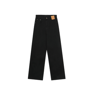 梨型身材黑色直筒牛仔裤女秋冬新款大码胖mm高腰宽松显瘦阔腿长裤