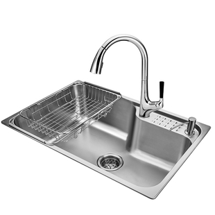 科勒厨房家用304不锈钢加厚台下台上大单槽洗菜盆K-23684T-2HD-NA