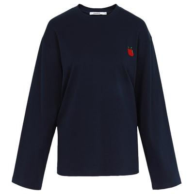CALVINLUO 苹果刺绣长袖T恤 25SS新品 灰色/藏青色