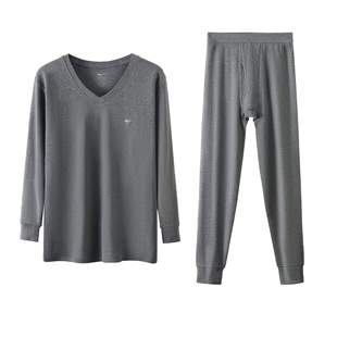 七匹狼纯棉秋衣男款上衣低领打底上衣棉毛衫全棉单件保暖内衣套装