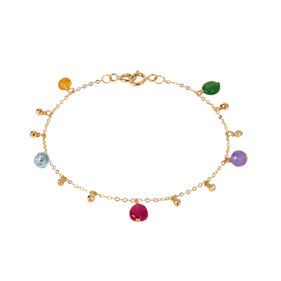 若华满天星彩色宝石手链18K金