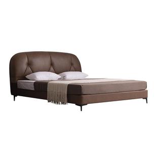 慕思旗舰店床主卧中古风床实木现代简约真皮床复古风床卧室大床