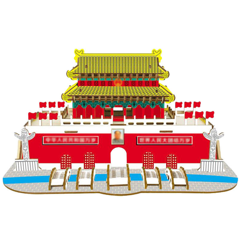 古建筑天坛祈年门3d立体拼图 手工diy材料包木质拼装模型益智玩具