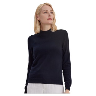 圣雪绒秋冬新品100%山羊绒女半高领纯色套头针织衫修身打底衫