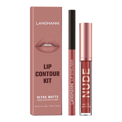 2pcs Lipstick Lipliner Pen Set Matte Waterproof Lip Liner Pe