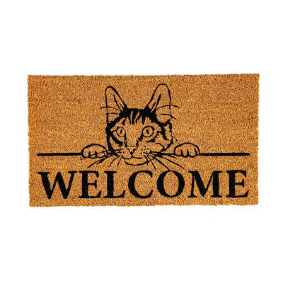 进门口可爱猫咪welcome椰棕脚垫