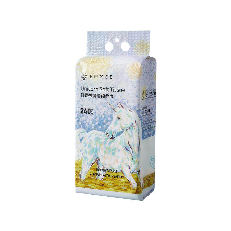 嫚熙独角兽婴儿绵柔巾240抽干湿两用洗脸巾