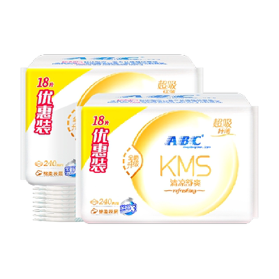 ABC棉柔纤薄日用卫生巾18片×2包
