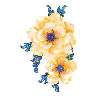 【紫罗兰正版】宫琉花胸针高档精致金母贝青金石胸花生日礼物