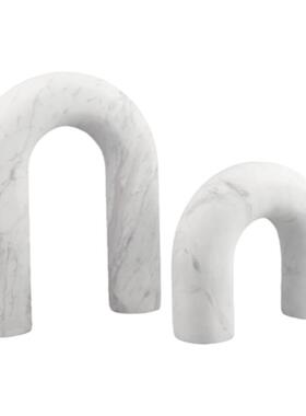 天然爵士白大理石拱门拱形摆件