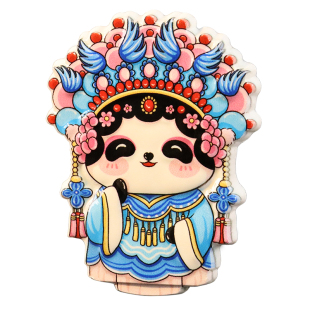 戏曲熊猫冰箱贴中国风扇子熊猫磁性贴可爱卡通旅游纪念品家居装饰