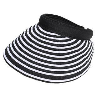 2026新款防晒帽空顶大帽檐夏季遮阳帽百搭条纹发箍可折叠太阳帽子