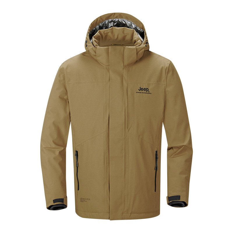 Jeep吉普户外防水透气登山服男女款保暖鸭绒羽绒服防寒露营冲锋衣