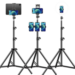 手机平板两用落地式支架美颜补光灯支架平板电脑ipad通用二合一懒人支架直播支架拍摄拍照自拍三角架桌面追剧