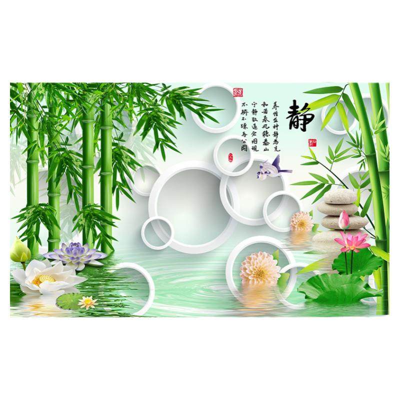 防水客厅新中式可以壁画不反光3D