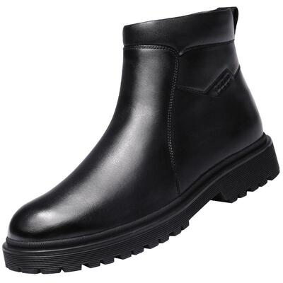 强人3515皮鞋男冬季保暖棉鞋真皮羊毛皮毛一体雪地靴防静电短靴冬