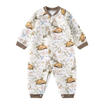 欧孕夹棉婴儿连体衣秋冬男女宝宝衣服暖姜空气棉哈衣加棉保暖爬服