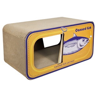 一体猫抓板猫窝耐磨耐抓不掉屑猫咪玩具沙丁鱼罐头大号磨爪瓦楞纸