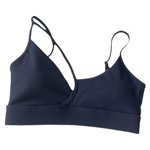 夏美背运动内衣女不对称吊带撞色聚拢文胸防震健身可外穿瑜伽上衣