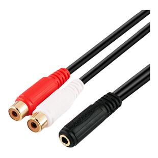 秋叶原音频线一分二3.5母转双莲花母头耳机转RCA音箱功放电视转接线3.5mm转2rca插头红白双声道音频线0.2米