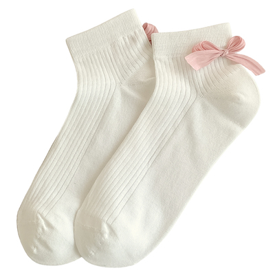 蝴蝶结短筒袜女款miu风低帮夏天