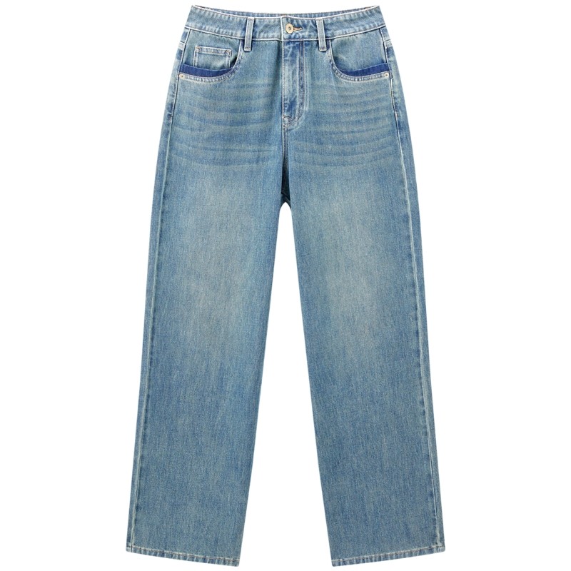 四面弹修容裤太平鸟高腰阔腿牛仔裤26春季新款显瘦窄版直筒牛仔裤