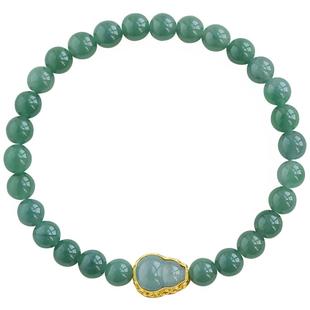 天然A货翡翠手串女925纯银镶嵌冰种翡翠葫芦转运珠手链玉石饰品