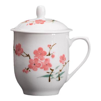 办公室杯手绘毛瓷景德镇高白瓷