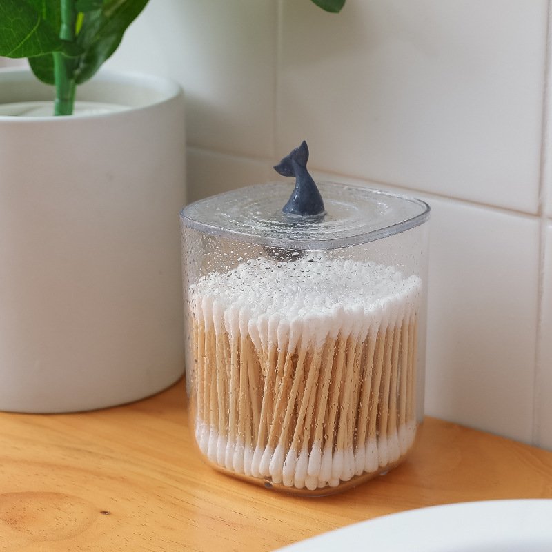 创意桌面透明可视棉签收纳盒置盖棉卸妆梳妆台防尘盒物带收纳盒