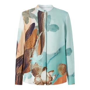 IMM尹默冬26MM丝面料宽松果实印花小立领衬衫上衣女