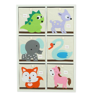 千合可折叠儿童玩具正方形收纳箱卡通整理箱布艺抽屉式收盒桶框盖