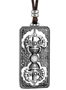 镂心古法转动金刚杵纯银吊坠男士